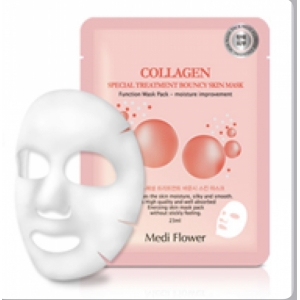 Тканевая маска коллаген Special Treatment Bouncy Mask pack (Collagen) 23g Medi Flower